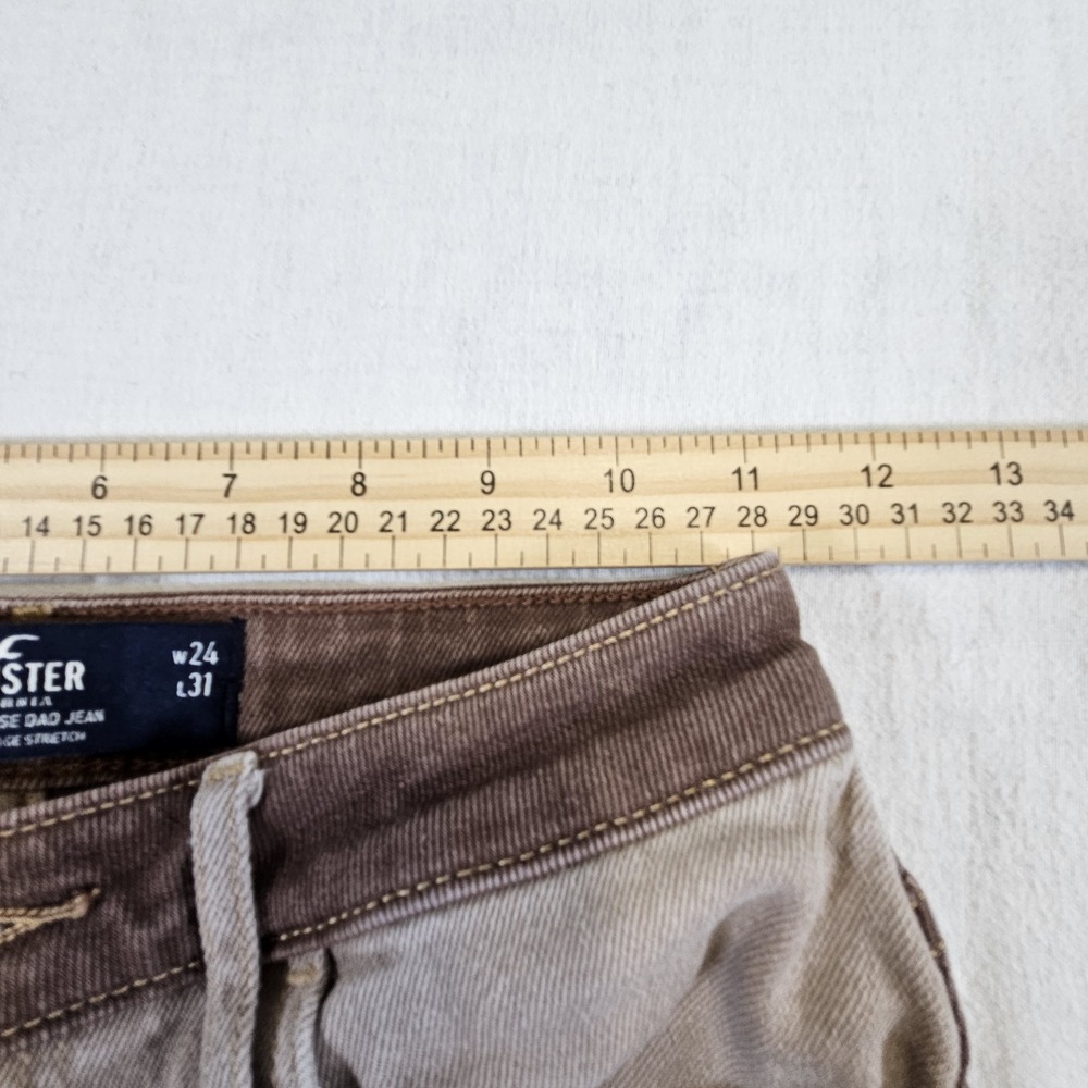 Hollister Jeans Woman Teen OR 24 31 Brown Patchwork Y2K Ultra High Rise Dad Jean - Picture 7 of 10